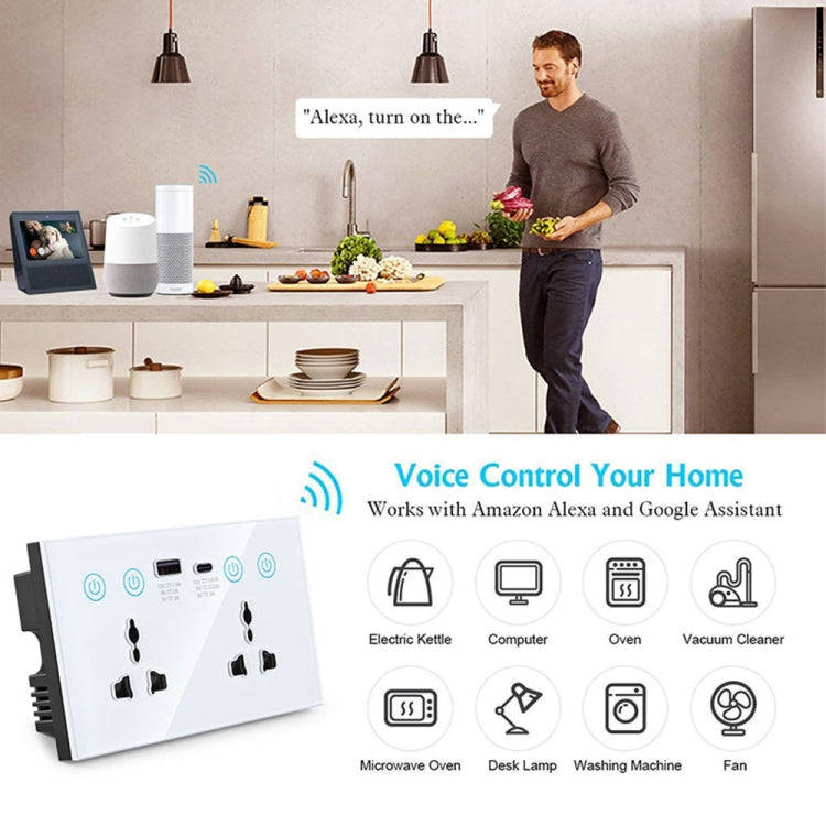 Graffiti Smart Socket With Switch USB+Type-C Dual Port Remote Control Socket, UK Plug, Style: Zig...
