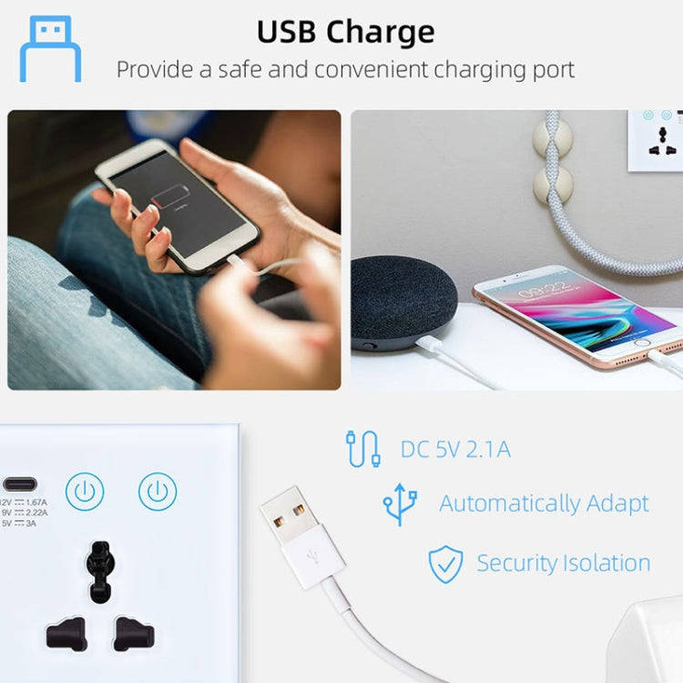 Graffiti Smart Socket With Switch USB+Type-C Dual Port Remote Control Socket, UK Plug, Style: Zig...