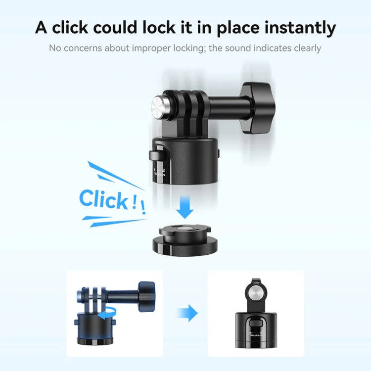 TELESIN CQM-001 Universal Magnetic Quick Release Adapter Kit For Sports Cameras(Black)