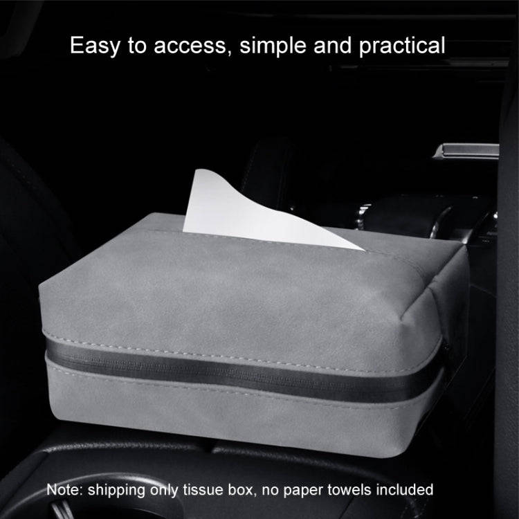 Car Armrest Box Tissue Box Car Sun Visor Seat Back Hanging Tissue Storage Bag(Grey)