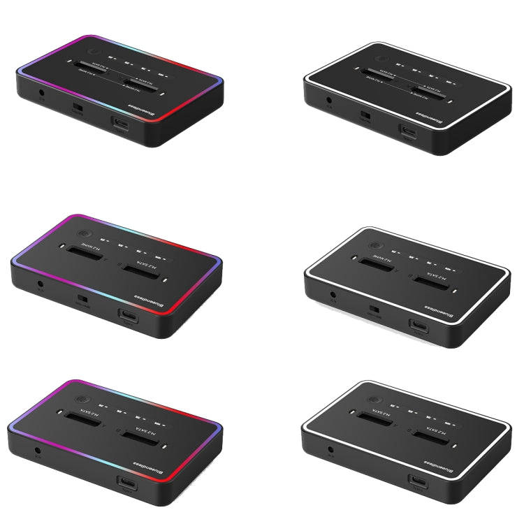 RGB NVME + SATA Blueendless M.2 Dual-Slot Hard Drive Base Solid State Hard Drive Box, US Plug