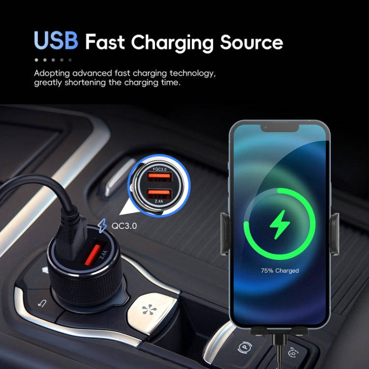 Fast Charging Retractable Recharging Cell Phone Holder With Wireless CarPlay Android Auto Functio...