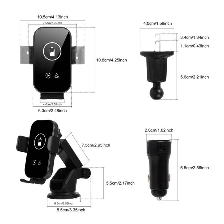 Fast Charging Retractable Recharging Cell Phone Holder With Wireless CarPlay Android Auto Functio...