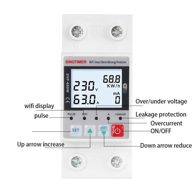 SINOTIMER SVP-688W-L  TUYA APP WiFi Smart Circuit Breaker Over Under Voltage Protector
