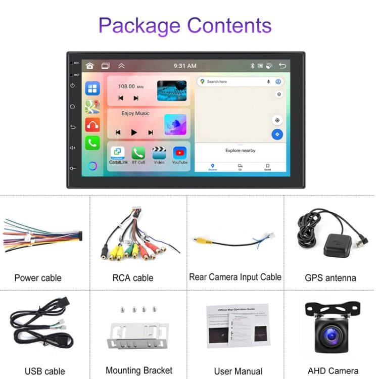 7inch Android 13.0 Dual Butt Universal Wireless Carplay Car Navigation Center Control All-In-One ...
