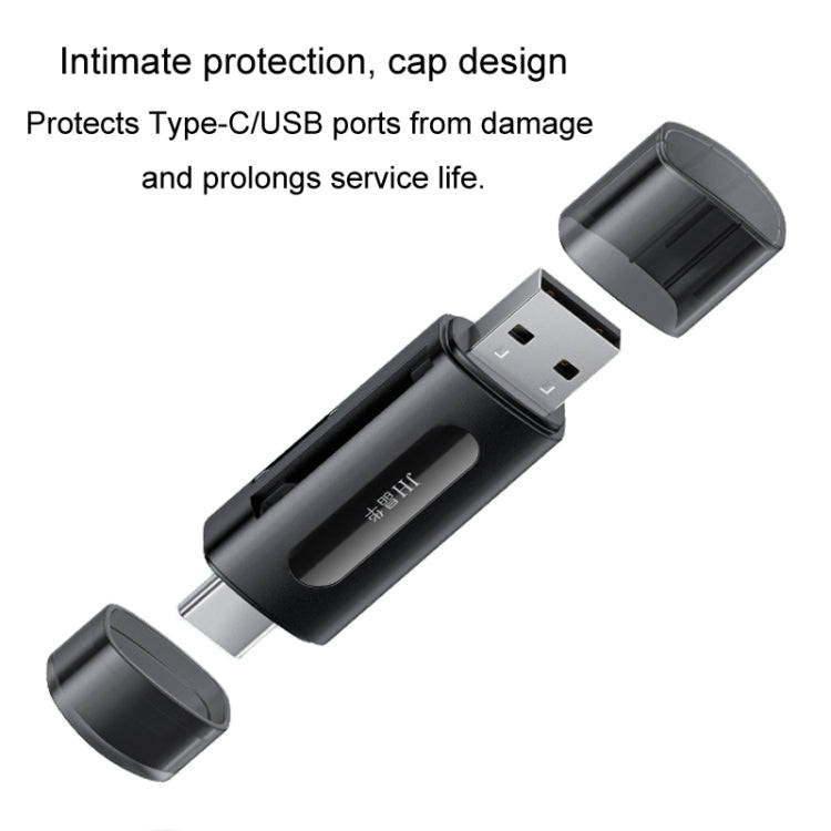 JINGHUA Type-C / USB2.0 TF+SD 2 In 1 Card Reader Multi-function Reader(Black)