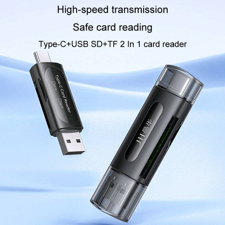 JINGHUA Type-C / USB2.0 TF+SD 2 In 1 Card Reader Multi-function Reader(Black)