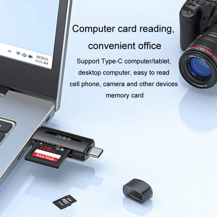 JINGHUA Type-C / USB2.0 TF+SD 2 In 1 Card Reader Multi-function Reader(Black)
