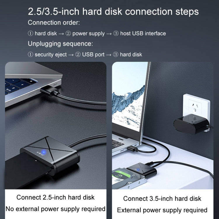 JINGHUA USB3.0 To SATA HDD Adapter Cable For 2.5/3.5 Inch External HDD SSD Hard Drive(30cm)