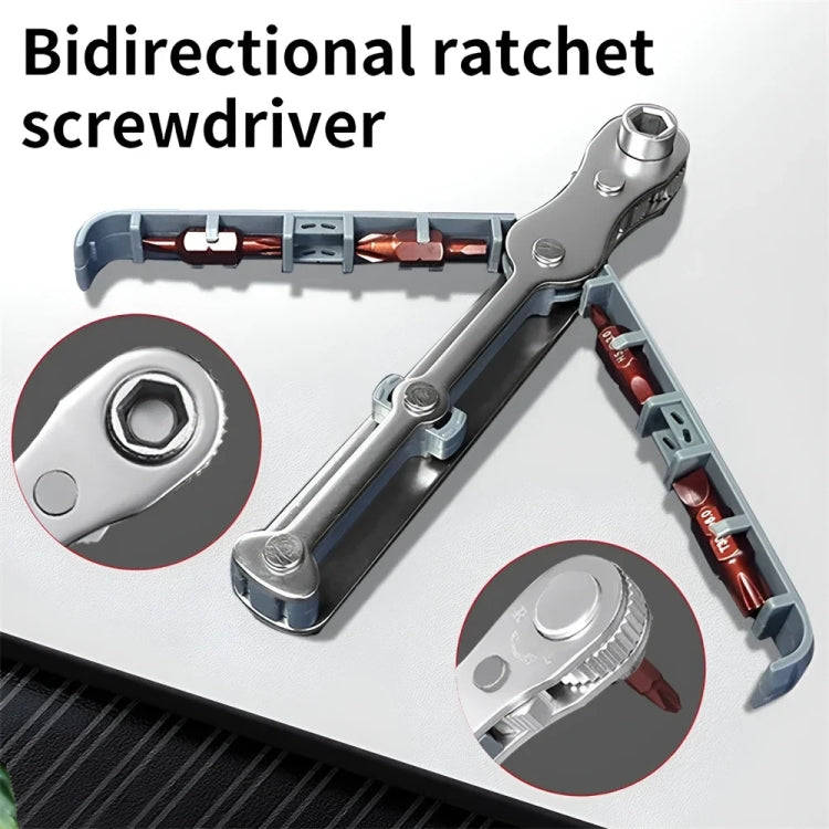 36-Tooth Bi-Directional Ratcheting Screwdriver Set With 4 Double-Ended Bits(Gray)