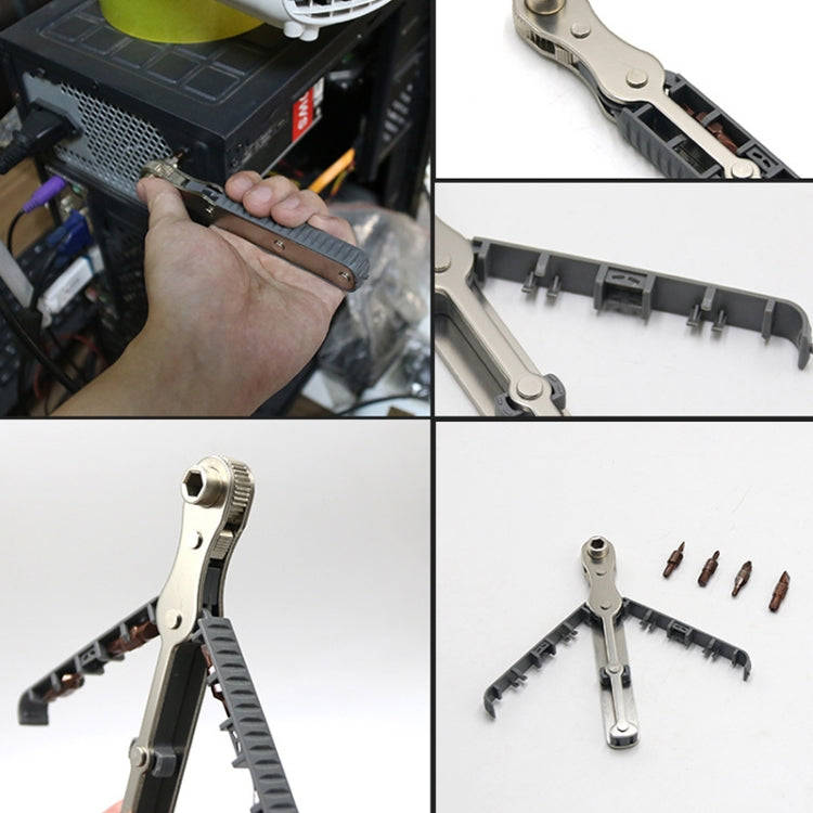 36-Tooth Bi-Directional Ratcheting Screwdriver Set With 4 Double-Ended Bits(Gray)
