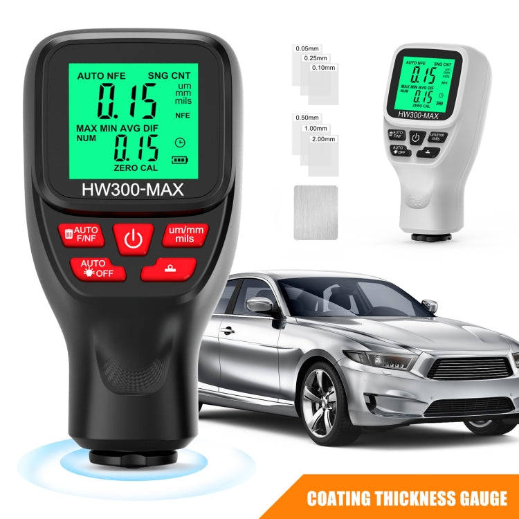HW300-MAX Coating Thickness Gauge Anti-skid Paint Film Tester(Black)