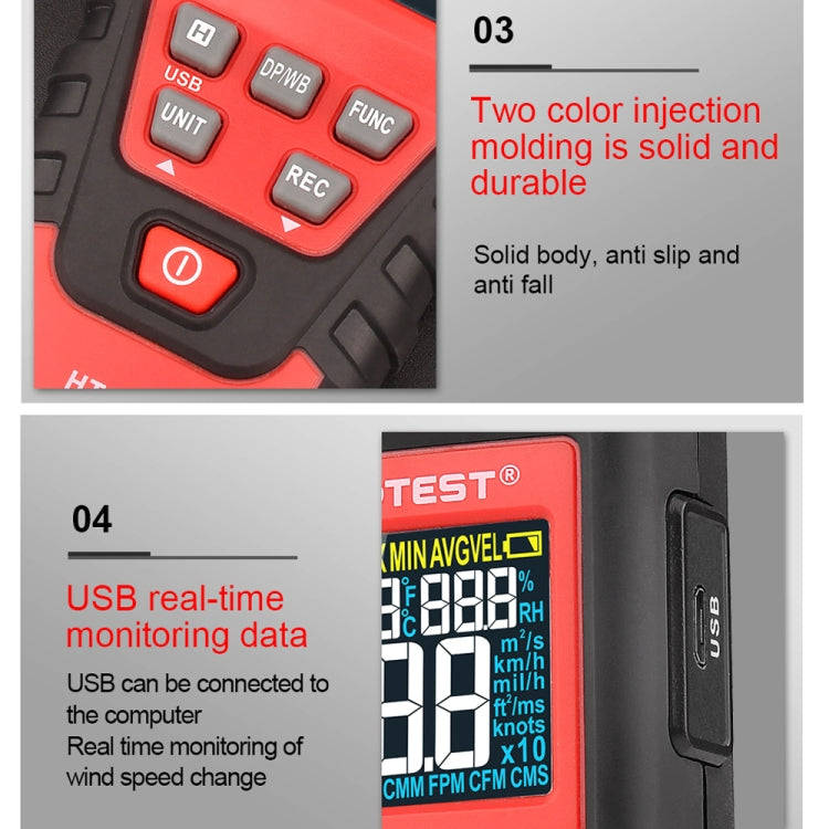 HABOTEST Handheld High-Precision Digital Anemometer With USB(HT625B)