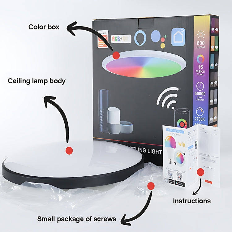 24W 30cm RGBCW Full Color Smart WiFi Tuya Ceiling Light with Remote Control