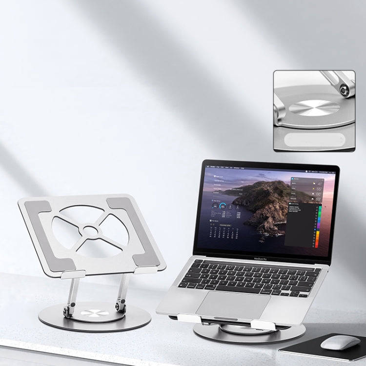 Aluminum Alloy Laptop Stand Notebook Riser with 360 Degree Rotating Base,(Silver)