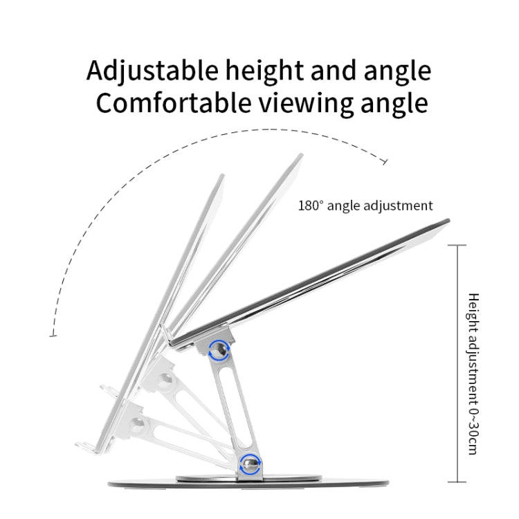Aluminum Alloy Laptop Stand Notebook Riser with 360 Degree Rotating Base,(Silver)