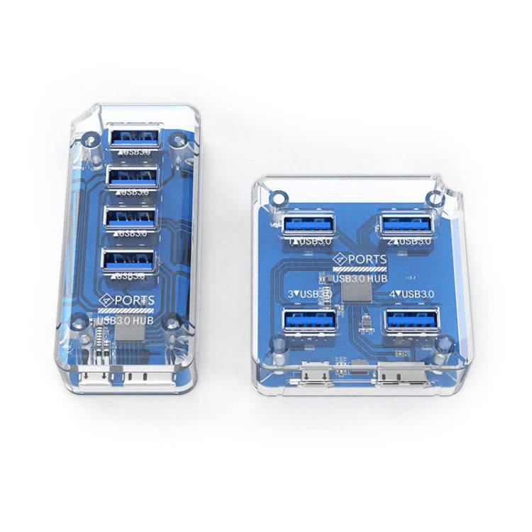 4 x USB 3.0 HUB 5Gbps Transparent Docking Station USB Adapter Splitter(Square)