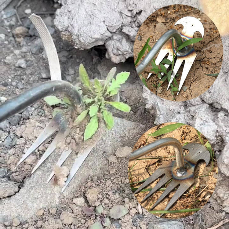 Four-Tooth Dual Purpose Weed Remover Tool Gardening Weed Rake Uprooting Weeding Tool, Length: 29c...