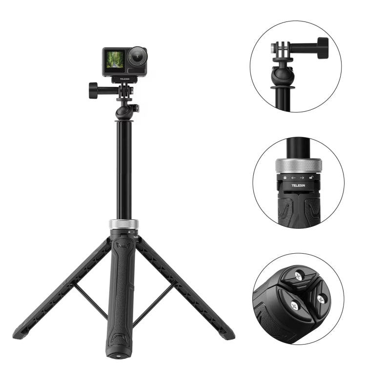 TELESIN 360 Degree Rotation 1.5m Selfie Stick Foldable Tripod For GoPro Hero / Insta360 /  DJI Os...