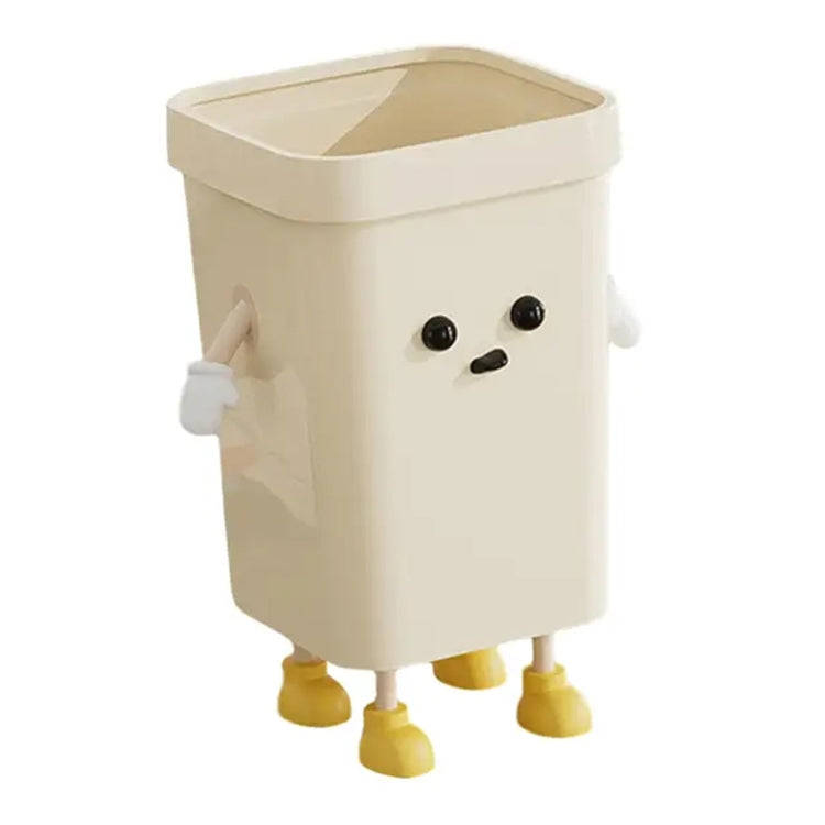 Cute Square Trash Can Household Living Room Bathroom Garbage Bin, Style: 7L Standing White