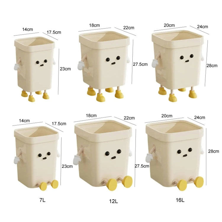 Cute Square Trash Can Household Living Room Bathroom Garbage Bin, Style: 7L Sitting Brown