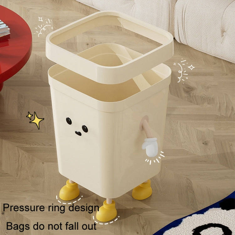 Cute Square Trash Can Household Living Room Bathroom Garbage Bin, Style: 16L Standing White