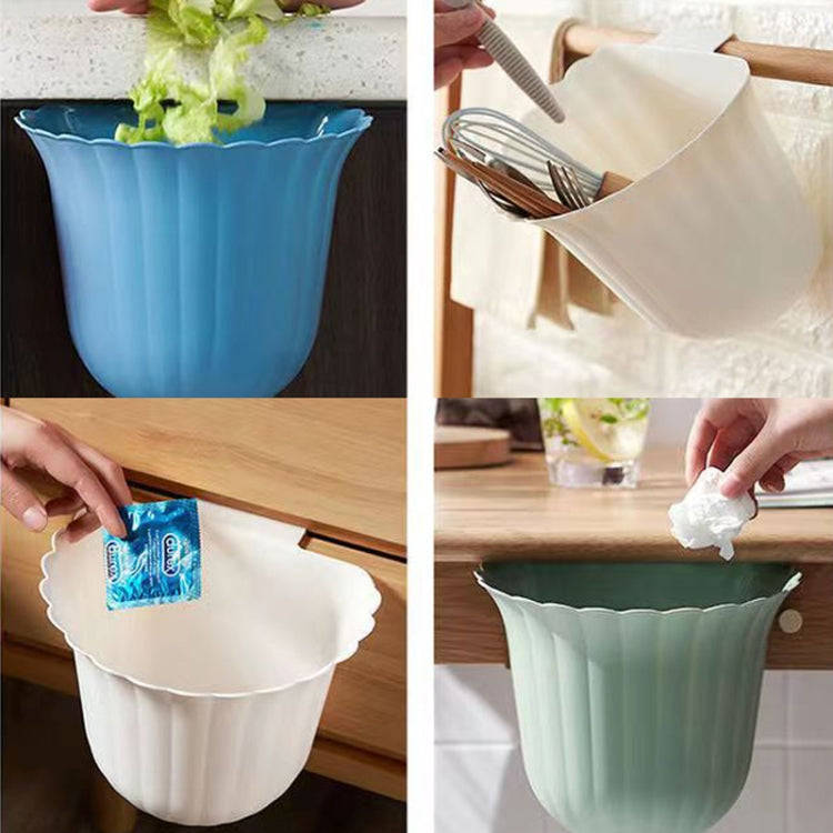 Multifunctional Hanging Kitchen Trash Can Household Flower Desktop Garbage Can(Black)