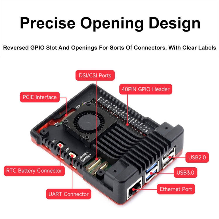 Waveshare 26587 For Raspberry Pi 5 Argon Neo Aluminum Alloy Case, Spec: Standard