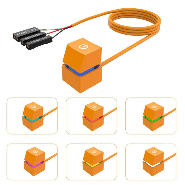 Desktop Computer Mobile Switch Computer Extension Cable Start Button, Color: Orange Case Colorful...