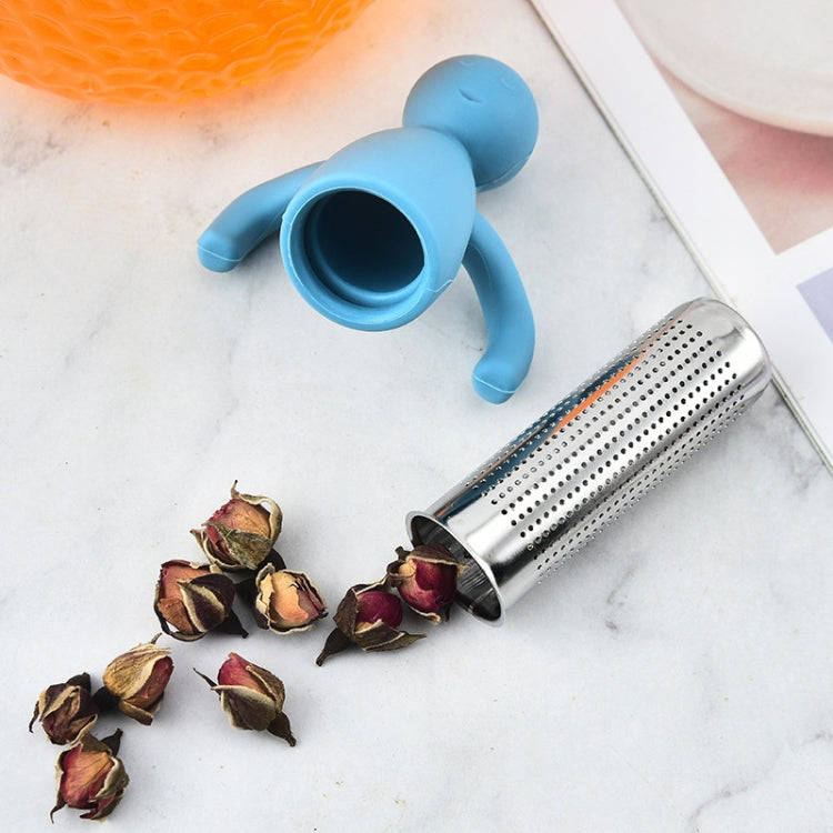 Man Shape Tea Filter Brewer 304 Stainless Steel Tea Strainer(Blue)