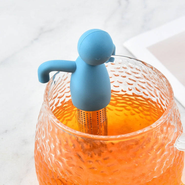 Man Shape Tea Filter Brewer 304 Stainless Steel Tea Strainer(Blue)