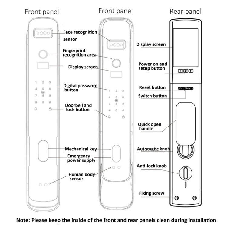 M6 3D Face Recognition Fingerprint Door Lock Support APP Smart IC Card Password Unlock