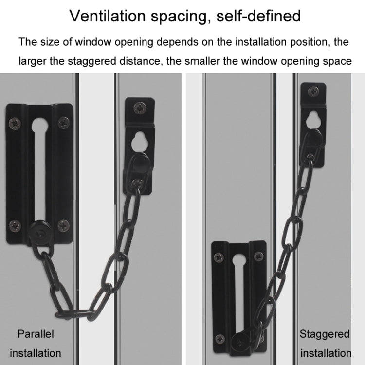 Security Door Chain Anti-theft Home Door Bolt Latch Window Chain Lock, Style: Square Silver