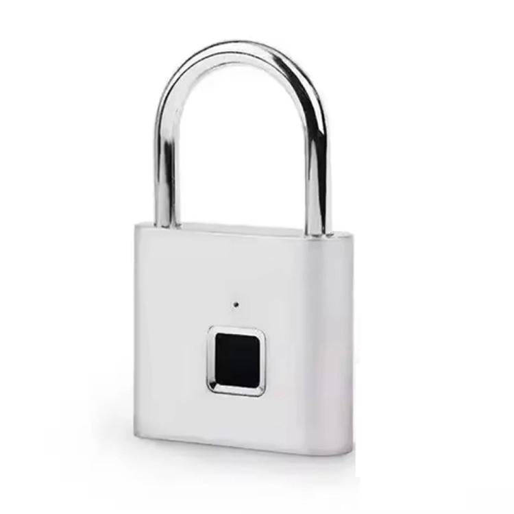 Smart Fingerprint Rechargeable Padlock Waterproof Morse Code Emergency Unlocking(Matte Silver)