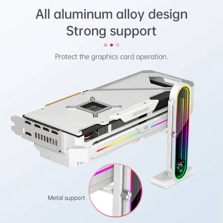 COOLMOON GH3 Pro Computer ARGB Vertical Adjustable Lens Graphics Card Holder, Style: Temperature ...