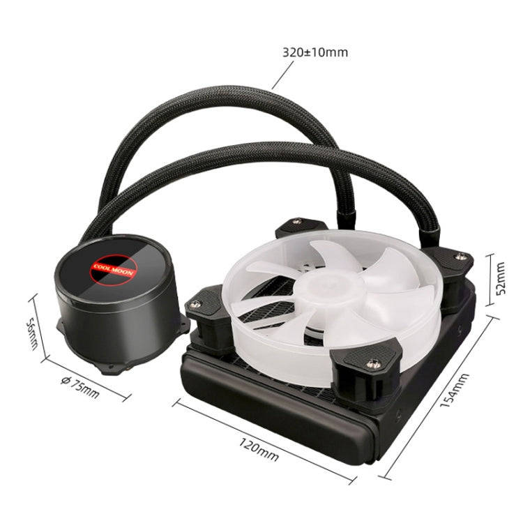 COOLMOON RGB120 5V ARGB Integrated Single Row Multi-Platform CPU Cooler(Black)