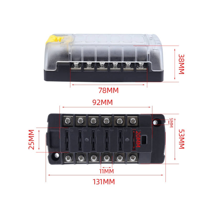 6-Way Plug-In Insulated Cover Fuse Box For Cars Yachts, Set: Enhanced Version B