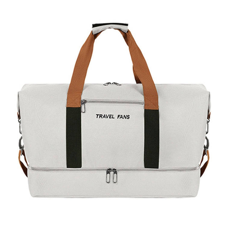 Set Trolley Short Trip Traveling Bag Wet And Dry Separation Large Capacity Storage Pack(White Gray)