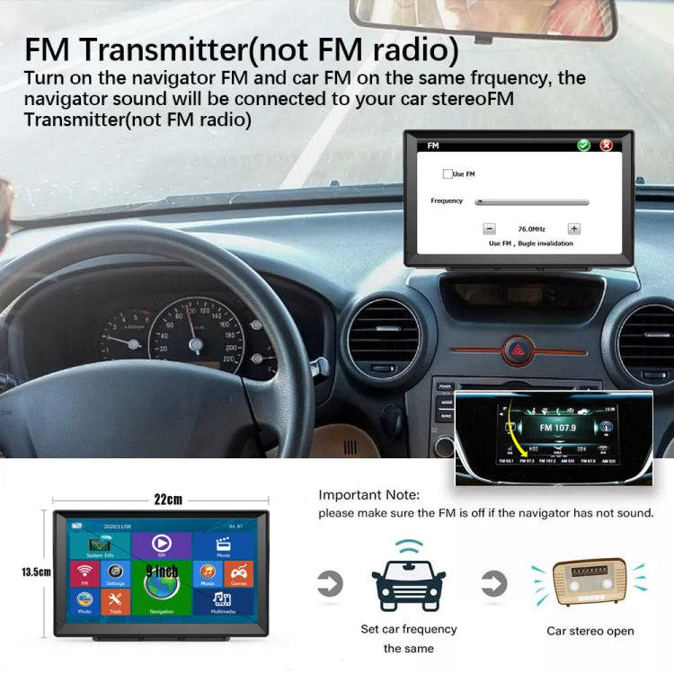 9 Inch 8G/256M Car GPS Navigator With Large Screen Capacitive Bluetooth Map, Area: Africa Map