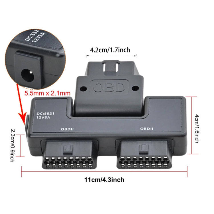 H015 OBD2 Automotive Universal 16Pin 1 To 2 Adapter