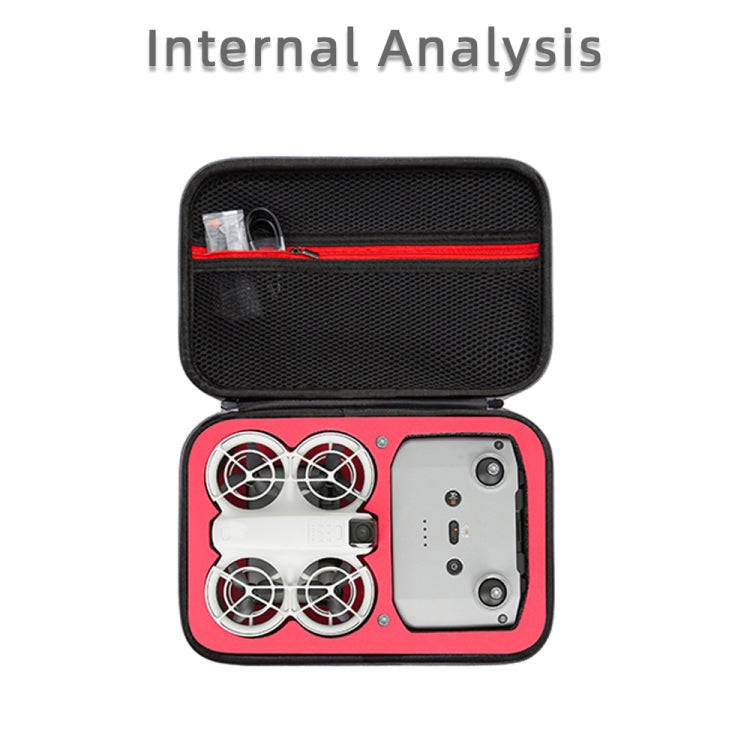 For DJI Neo Fly More Combo Carrying Case Handbag Protective Box(Gray + Red Inner)