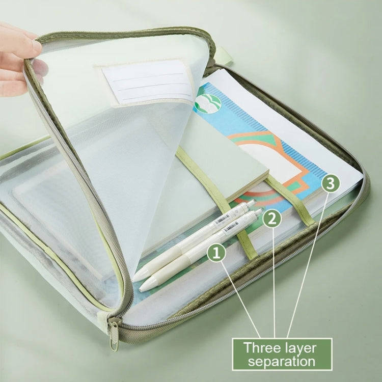 A4 Clear File Bag Student Books Stationery Storage Bag Thickened Mesh Zipper Pouch(Pink)