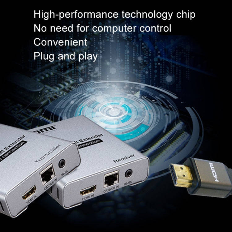 HDMI Single Cable 120m Transmitter / Receiver Extender 4K HD Transmitter EU Plug(Gray)