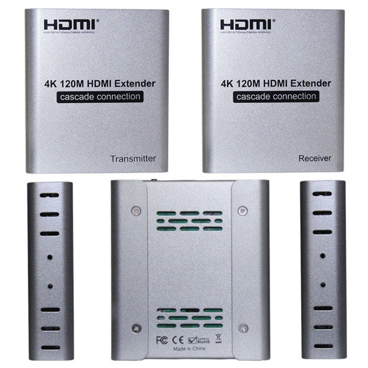 HDMI Single Cable 120m Transmitter / Receiver Extender 4K HD Transmitter EU Plug(Gray)