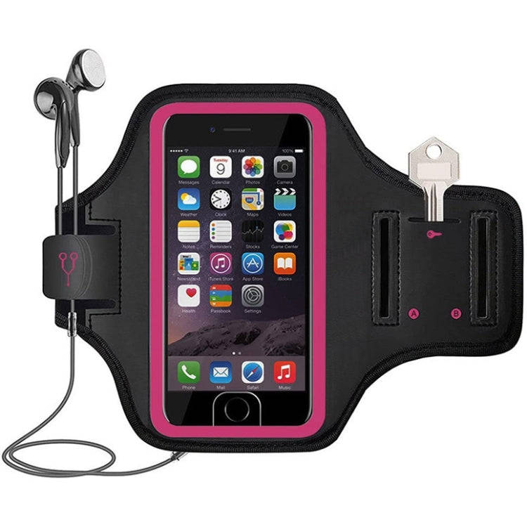 Mobile Phone Armband With Adjustable Strap & Key Pocket, Size: Large Rose Red
