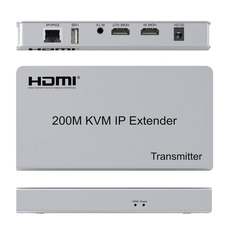 KVM 200m HDMI IP Extender RJ45 Network Cable Video Extender, Transmitter+Receiver, US Plug