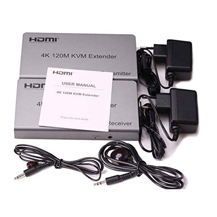 KVM 120m 4K HD Extender Computer Mouse Keyboard HDMI Single Ethernet Cable Transmitter + Receiver...