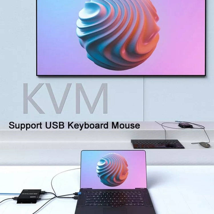 200m HDMI KVM IP Network Cable Extender H.264 Mouse Keyboard Extender UK Plug(Black)
