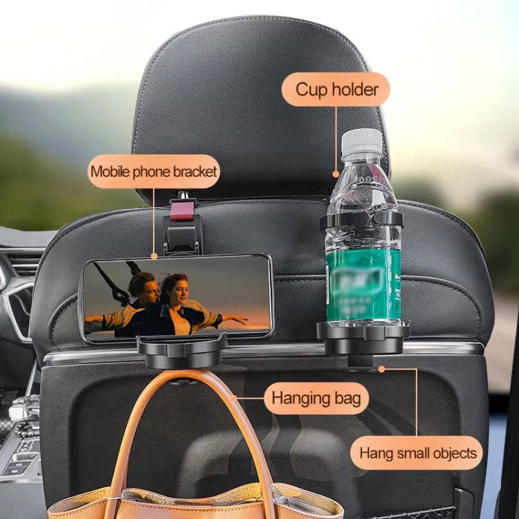 3 In 1 Car Seat Back Hanger for Cup and Phone Vehicle Seat Headrest Hooks(Beige)