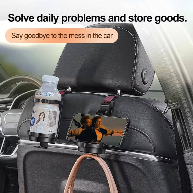 3 In 1 Car Seat Back Hanger for Cup and Phone Vehicle Seat Headrest Hooks(Beige)